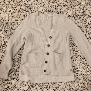 Madewell Pale Gray Textured Button Front Cardigan